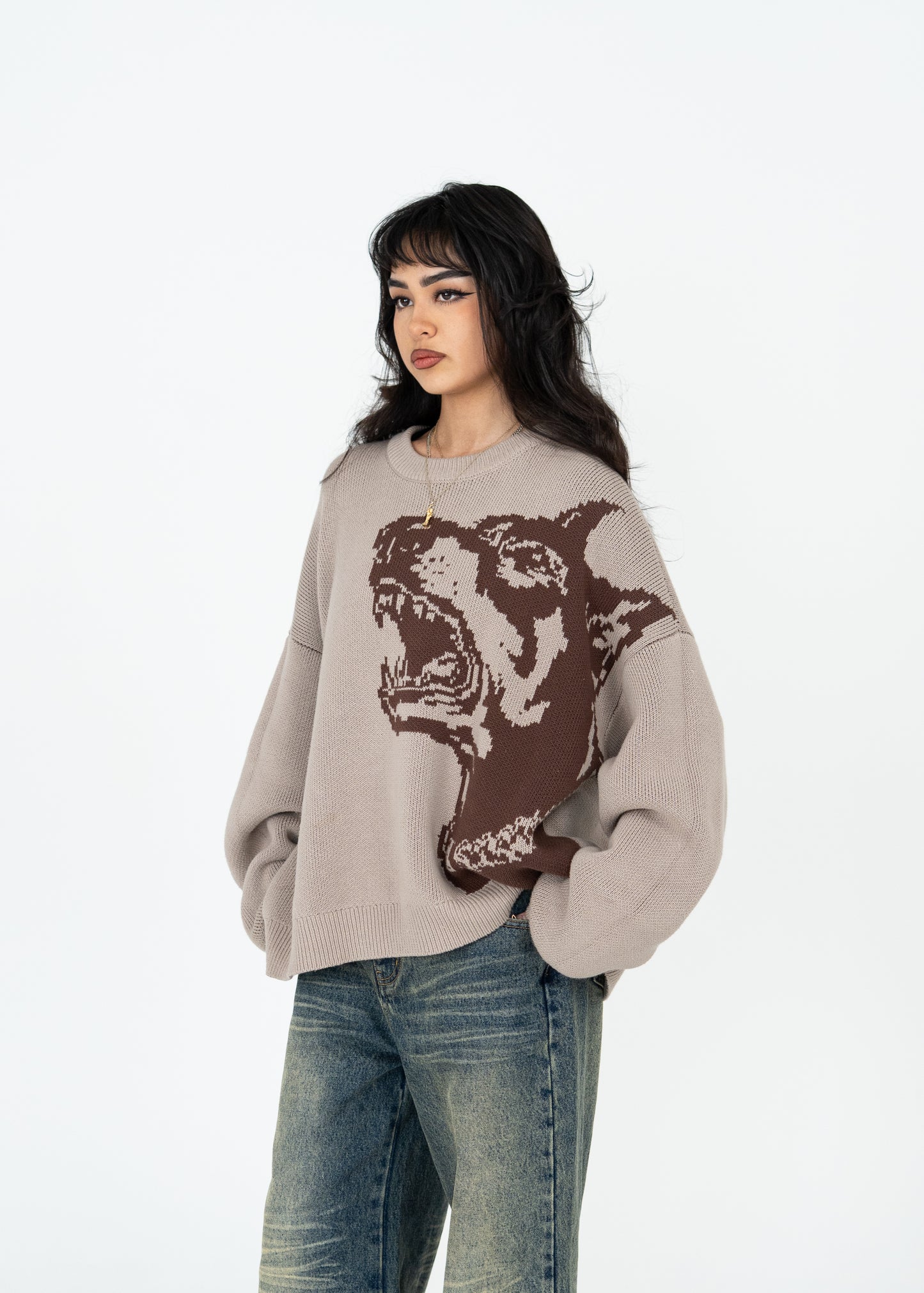 Doberman Brown Knit Sweater