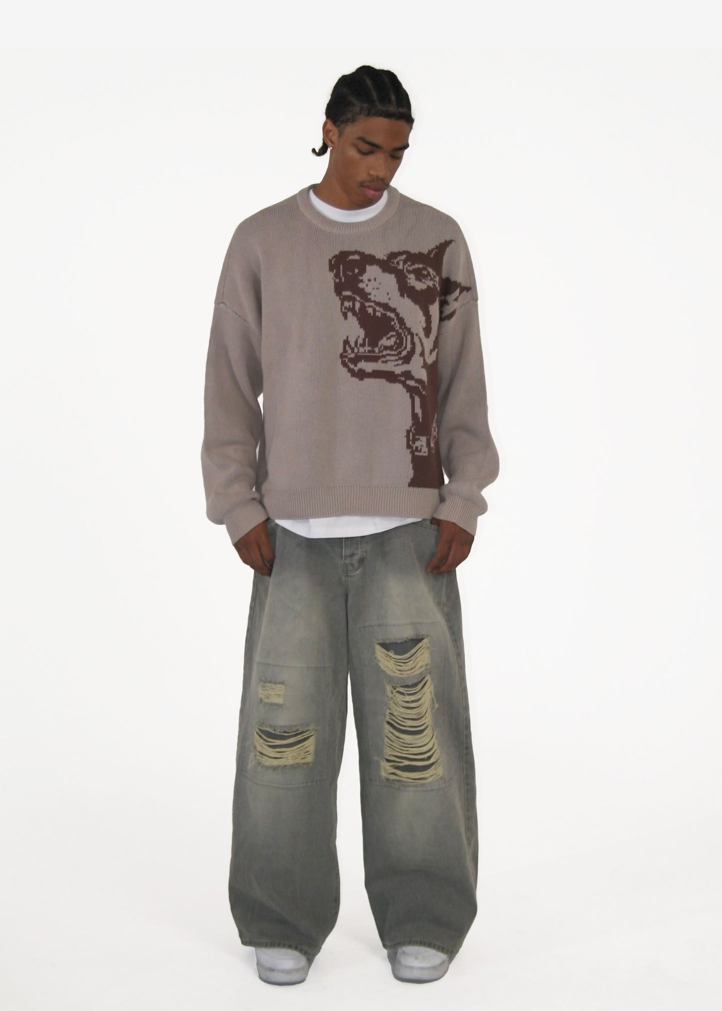 Doberman Brown Knit Sweater