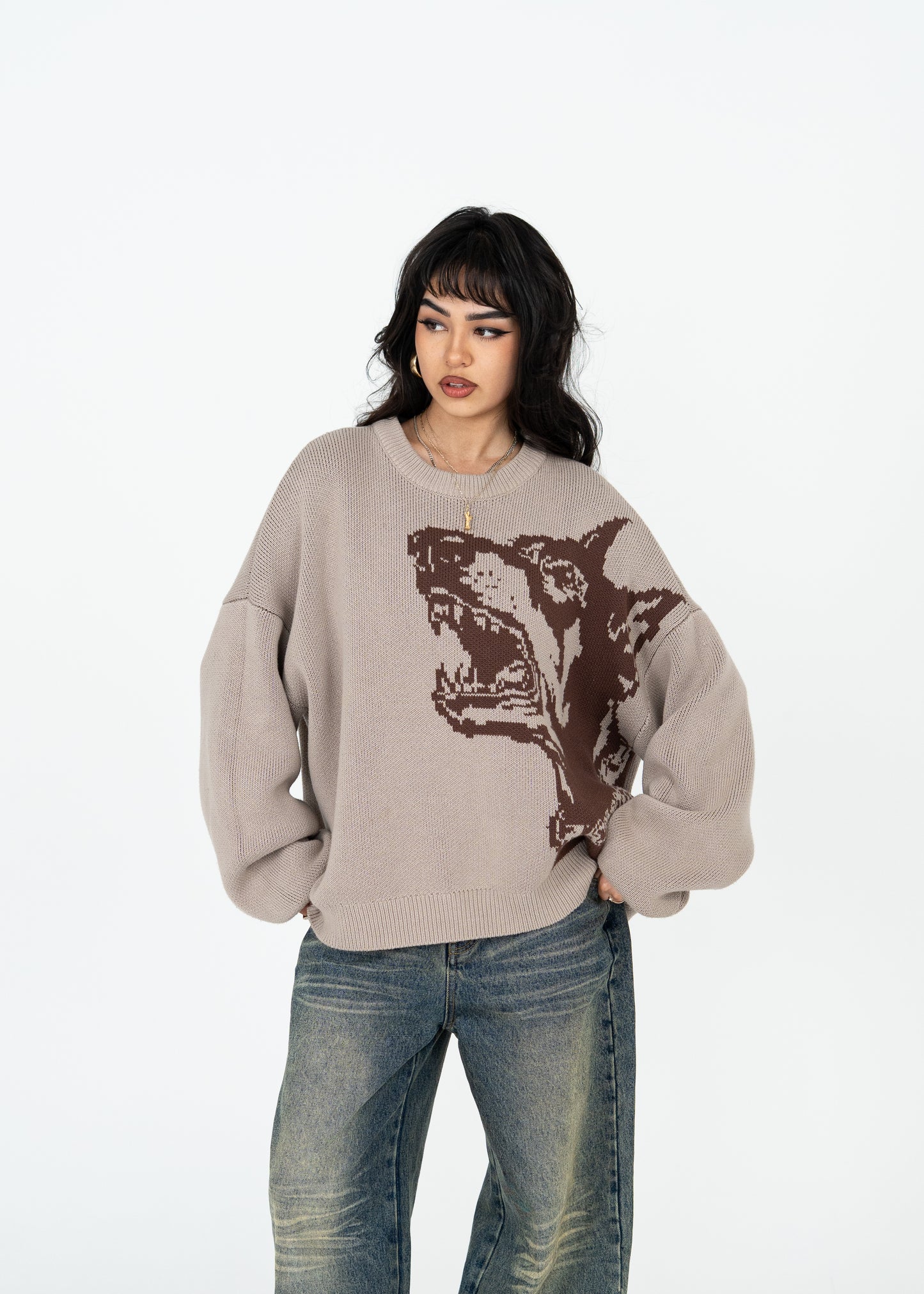 Doberman Brown Knit Sweater