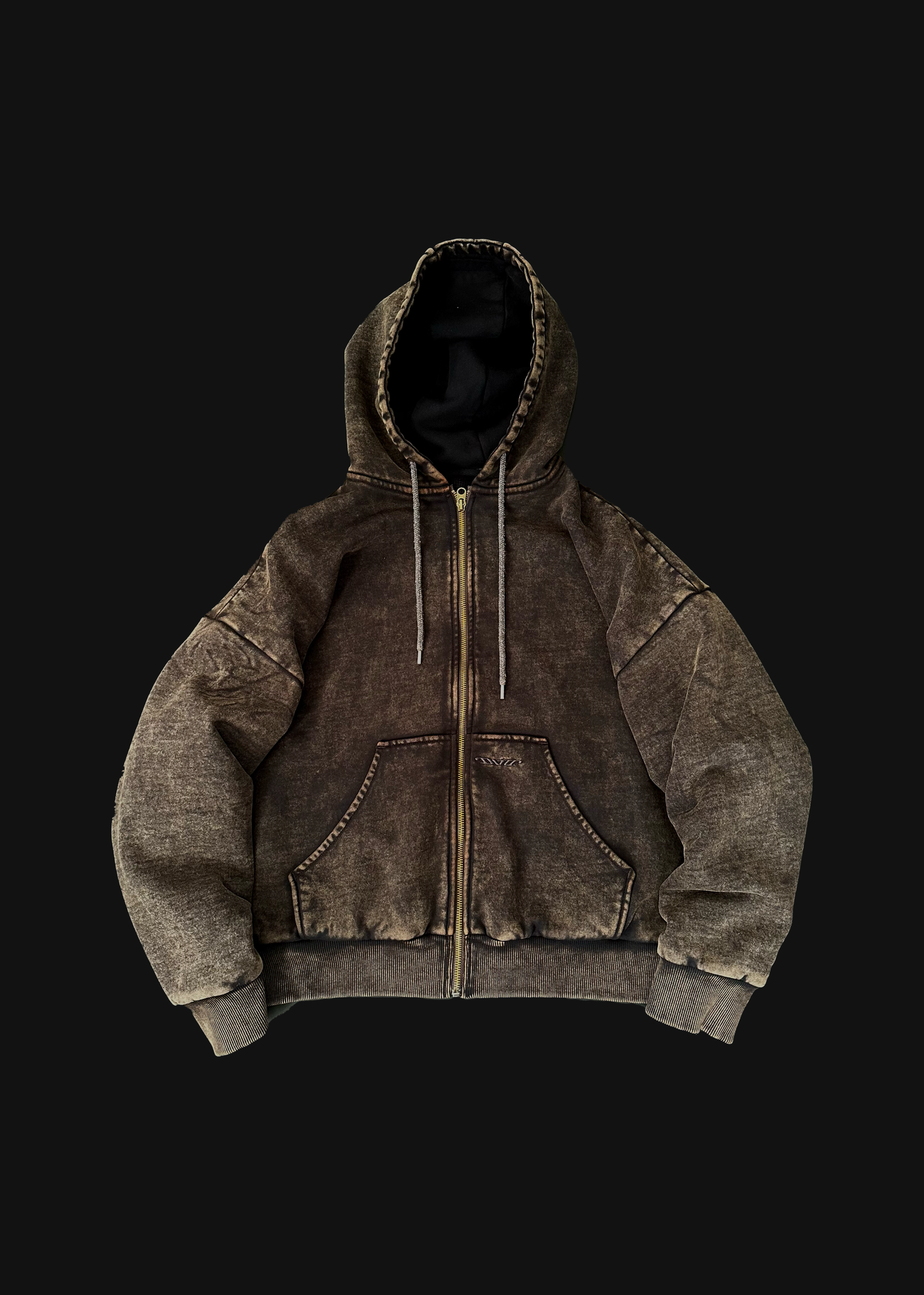 Washed Brown Zip Sweater