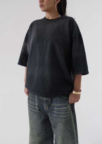 Washed French Terry Black Tee