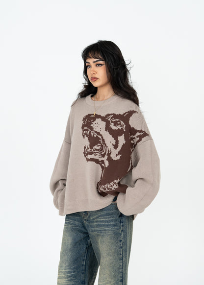 Doberman Brown Knit Sweater