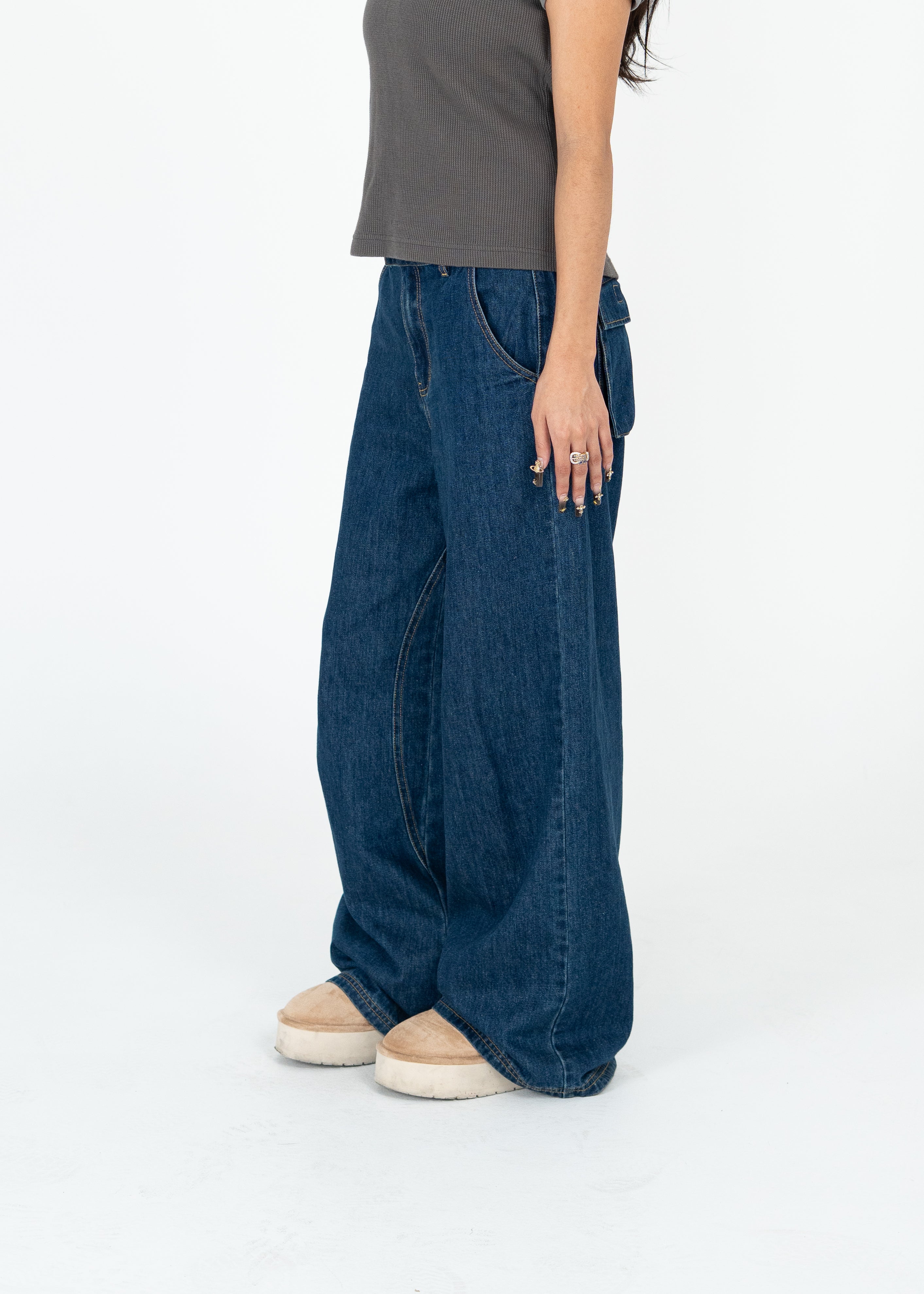 Dark Navy Baggy Jeans – DEVOTEE LA