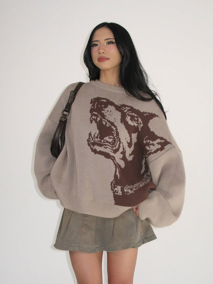 Doberman Brown Knit Sweater