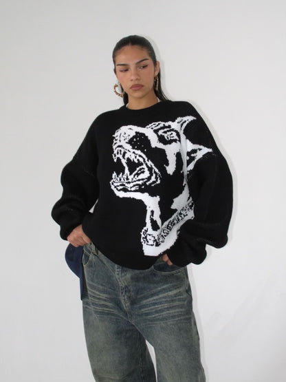 Doberman Black Knit Sweater