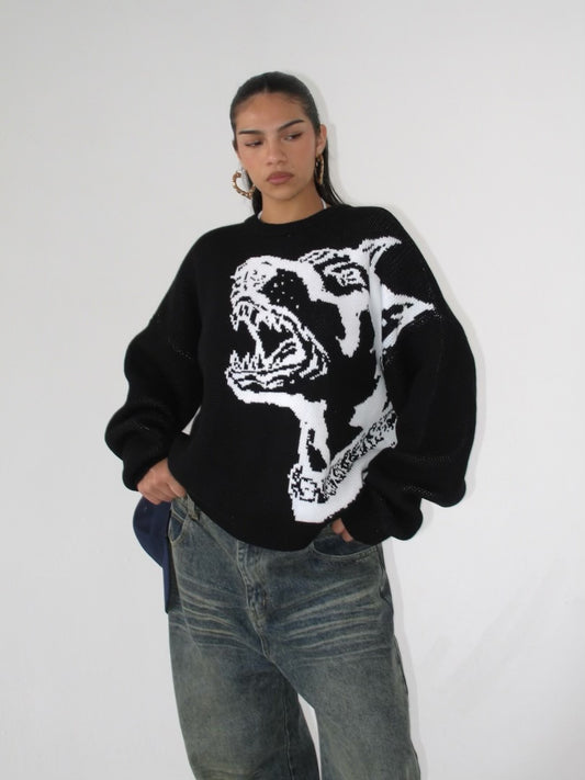 Doberman Black Knit Sweater