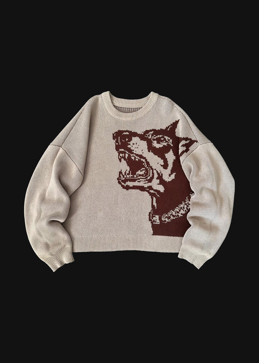 Doberman Brown Knit Sweater